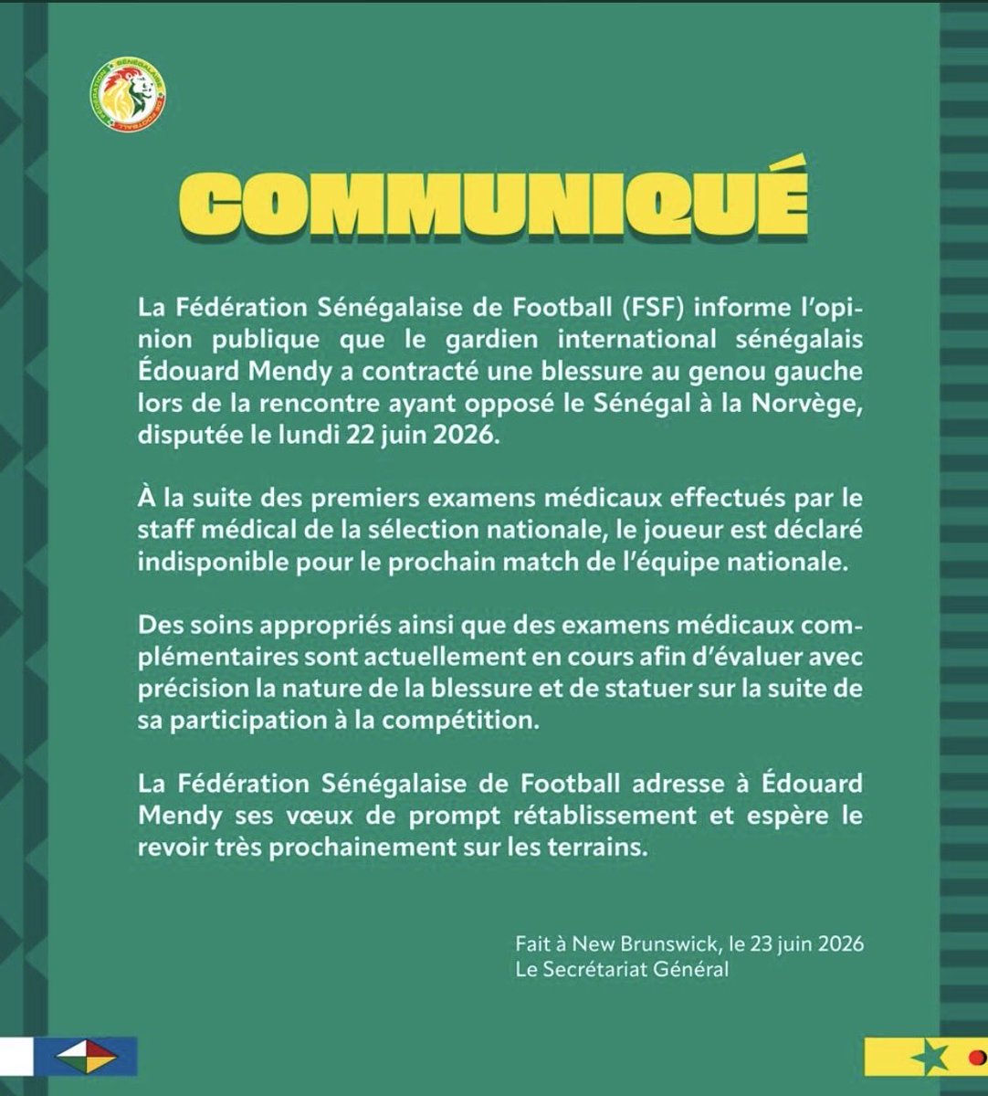 autruicomoi's tweet photo. Édouard Mendy forfait pour le prochain match et incertain en cas de qualification #Mondial2026 https://t.co/4puoYSRNjN