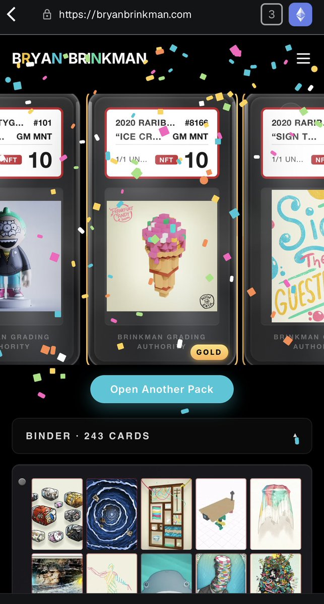 Ferdinandodeme2's tweet photo. @bryanbrinkman 🫂 ❤️ — confetti!!   Yesssirr!!   Have physicals, useful tools (IYKYK 😉 ), and now digital cards, couldn’t be more thrilled—Made my day!! https://t.co/9OF3l15yDU