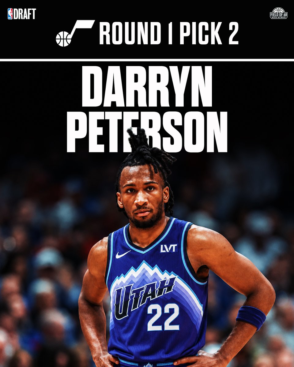 TheFieldOf68's tweet photo. The Utah Jazz have selected Darryn Peterson with the No. 2 pick in the 2026 NBA Draft! 🔥

 Drop a grade for the pick 👇 https://t.co/BmvxTtL6gQ