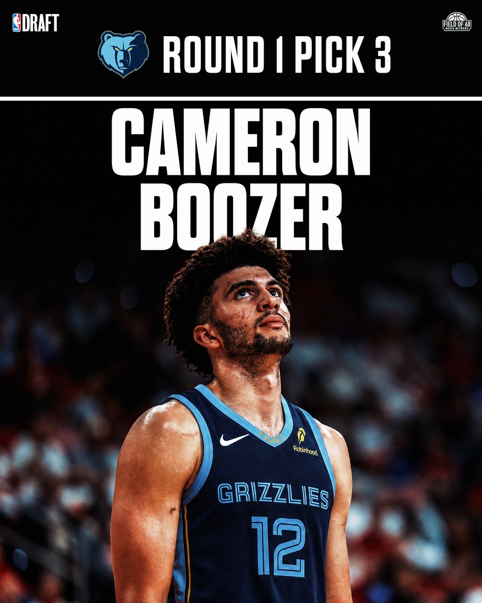 TheFieldOf68's tweet photo. The Memphis Grizzlies have selected Cameron Boozer with the No. 3 pick in the 2026 NBA Draft! 👀

Drop a grade for the pick 👇 https://t.co/4ursJdIOvs