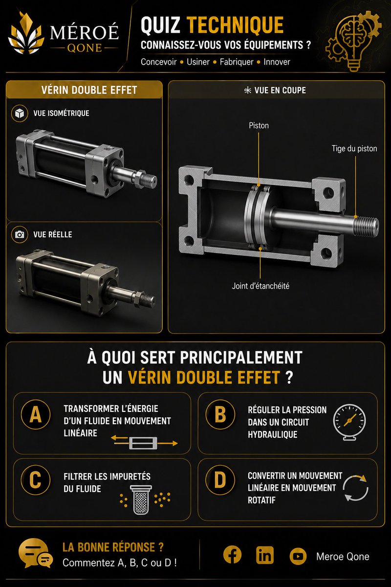winiga's tweet photo. 🔧 QUIZ TECHNIQUE #001

🧠 À votre avis, à quoi sert principalement un vérin double effet ?

⚙️ Les meilleures réponses seront analysées dans un prochain post !

#Mécanique #Hydraulique #Maintenance #Technique #GénieIndustriel #QuizTechnique #MeroeQone https://t.co/AwhMHJYHbM