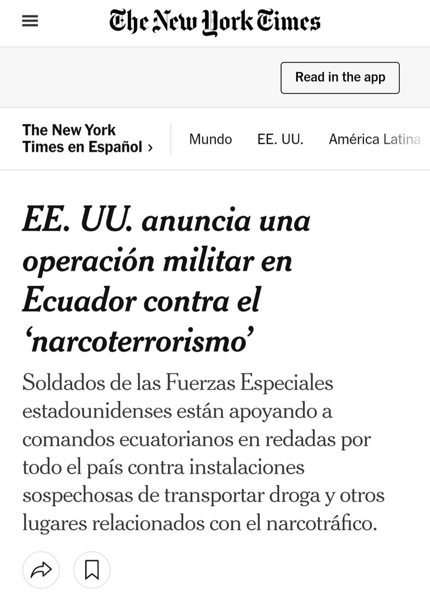 ItsLauLush's tweet photo. En Ecuador donde ya opera el ejército de Estados Unidos, en solo cuestión de meses, ya se han presentado denuncias de violaciones a los derechos humanos... el famoso "el fin justifica los medios" que tanto conocemos acá.

Vamos a volver a la época de los falsos positivos. https://t.co/oXivnHOOTm