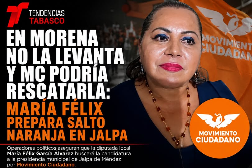 tendenciastab__'s tweet photo. #EsTendencia MARÍA FÉLIX YA MIRA HACIA MOVIMIENTO CIUDADANO
Operadores políticos filtran que la diputada morenista de Jalpa de Méndez buscaría brincar a #MC tras no levantar en las mediciones internas de #Morena 
https://t.co/Li3EaWJkMu https://t.co/MwrTdpEwfV