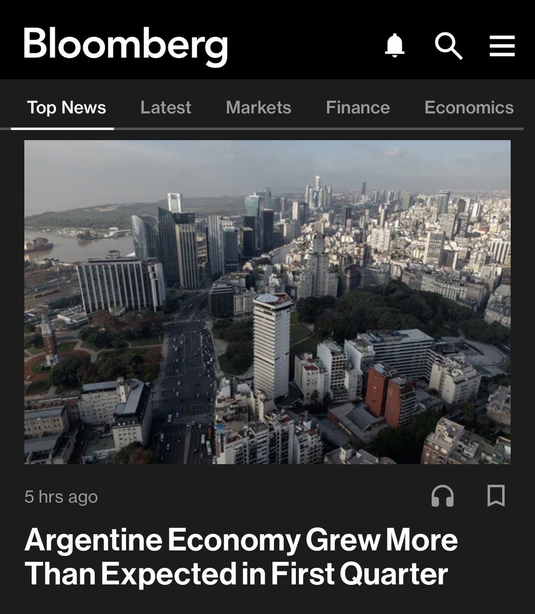 arielsbdar's tweet photo. LA ECONOMÍA ARGENTINA CRECIÓ MÁS DE LO ESPERADO TITULA BLOOMBERG! https://t.co/oDkaj64M3u