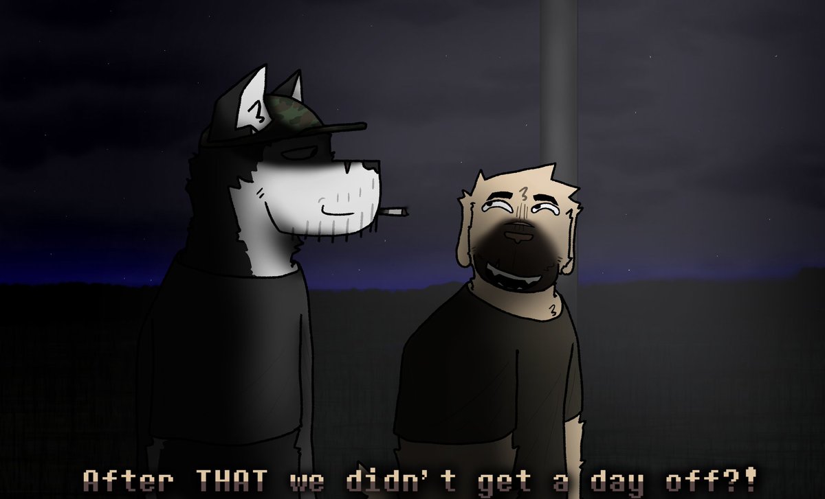 OWOsmthy's tweet photo. Rough AU, those two are killers and married. Yep, gays again. But here Trevor and Kv are straight. For the universe balance. https://t.co/jmKK4xVEqc