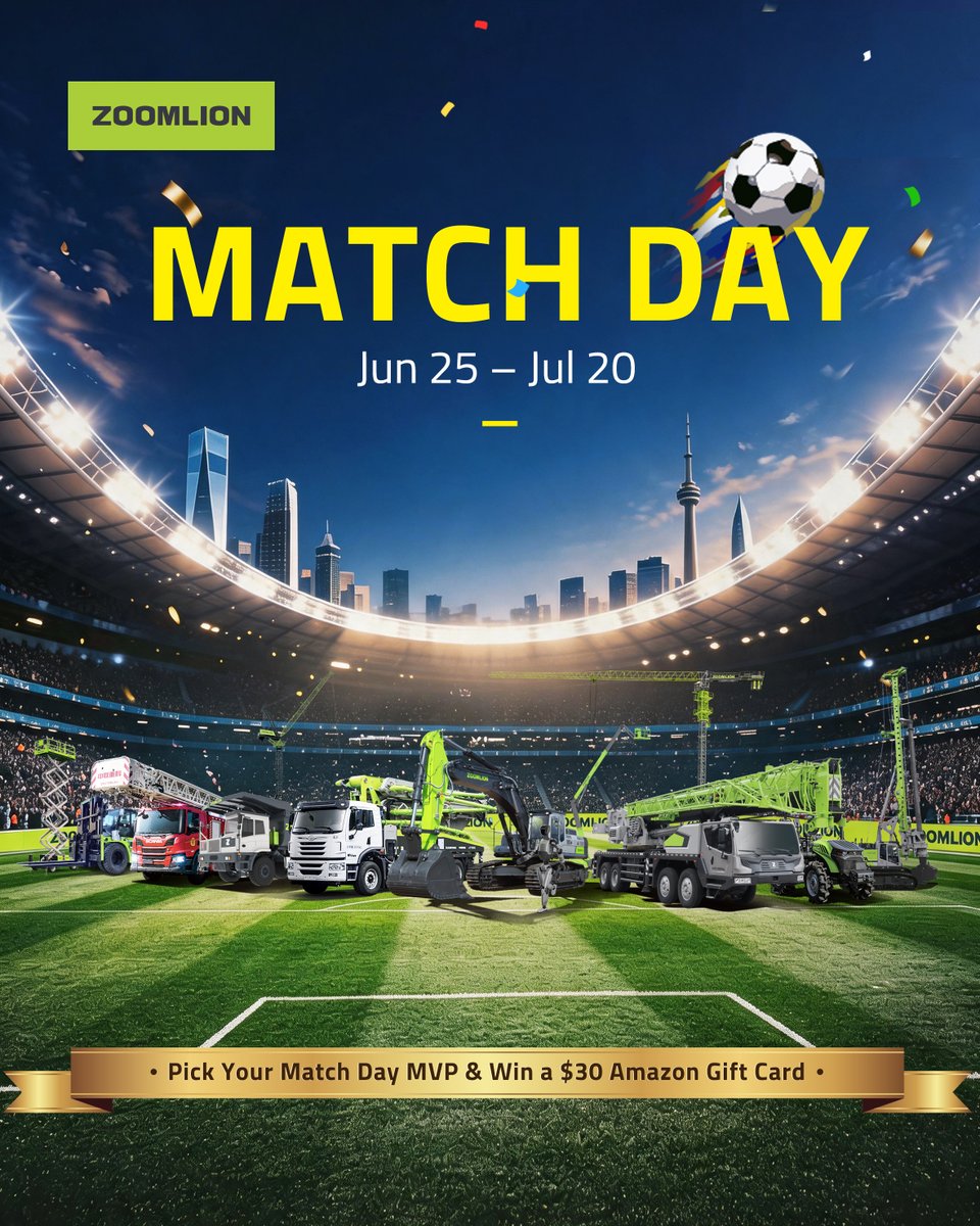 Zoomliontech's tweet photo. โฝ Football is a game of teamworkโand so is engineering. From excavators to humanoid robots, every ZOOMLION machine has its role to play.
๐ Join the #ZOOMLIONMatchDayChallenge from Jun 25โJul 20 and get a chance to win a $30 Amazon Gift Card! ๐
#ZOOMLION #BuildTheGame https://t.co/lH3fRWCAqZ