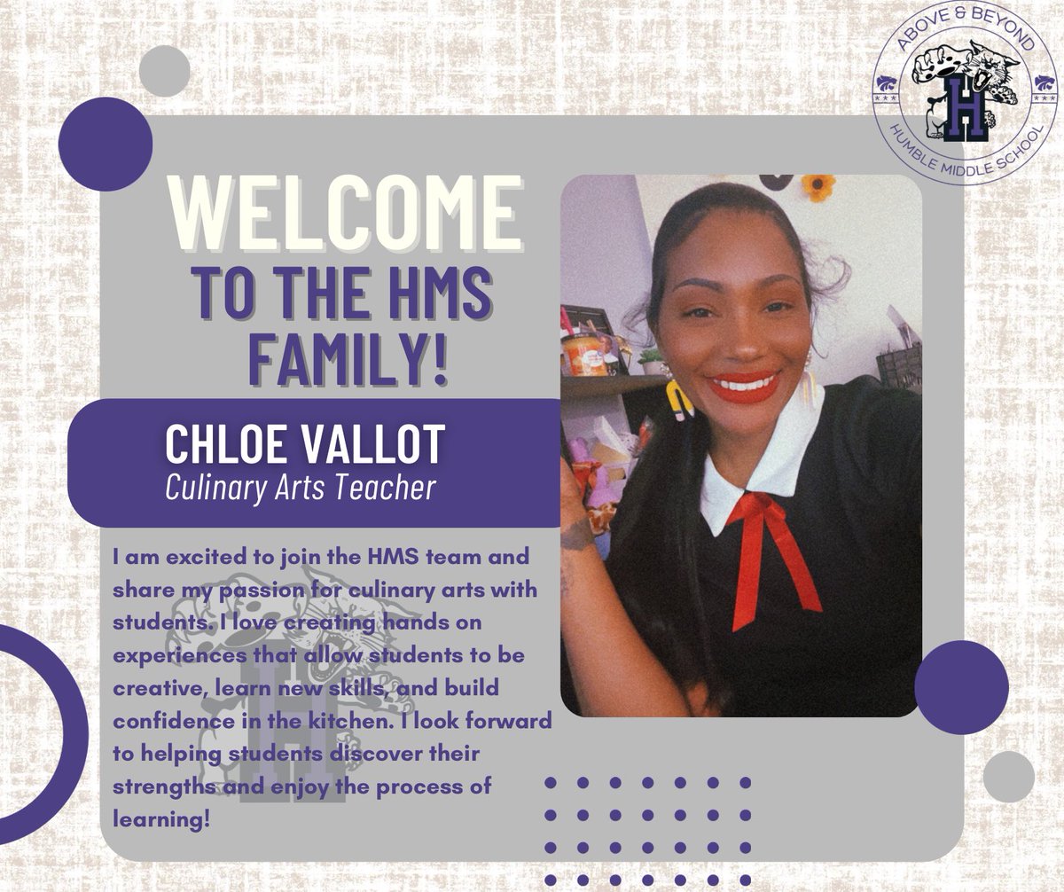 HumbleISD_HMS's tweet photo. Welcome to the Humble Middle School family! We are excited to have you join our team as we continue to go Above &amp; Beyond for every student, every day. #HMSProud #AboveAndBeyond #WelcomeToTheFamily https://t.co/0liA2dFs6O
