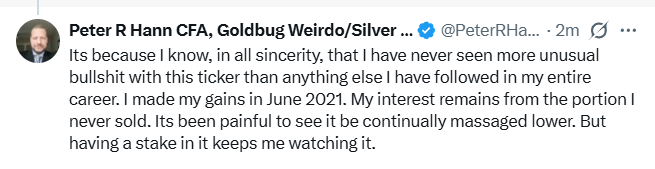PeterRHann1's tweet photo. So someone ask why I still care about $AMC. Besides liking movies and wanting theatres to survive, its because I sincerely can't recall any other stock that has been abused so bad. I probibly have forgotten more oddities on this name than I can remember on 20 others.

But for one. Remember the option chain that the OTC allowed created for APE even though as a preferred share it wasn't allowed to have an option chain and trading was discontinued quietly after people called the OTC to complain?

How the fuck did that happen?

@CEOAdam said it himself. A Wall Street contact told him there was more fuckery in Ape than he/she had seen in his entire career.

And then all the ridiculous lawsuits regarding trying to prevent convert Ape being converted back. The 16 or so letters Al from Cambridge wrote to judge Zurn even though he couldn't'  prove he had an interest in the company. The same Al that had Doug Cifu on his you tube channel.

And the list can go on forever.

And hey, after everything I've posted  and said about AMC, and the abuse I got on this platform for it, if you call me a "Fake Ape"  don't cry victim when I block your stupid ass.