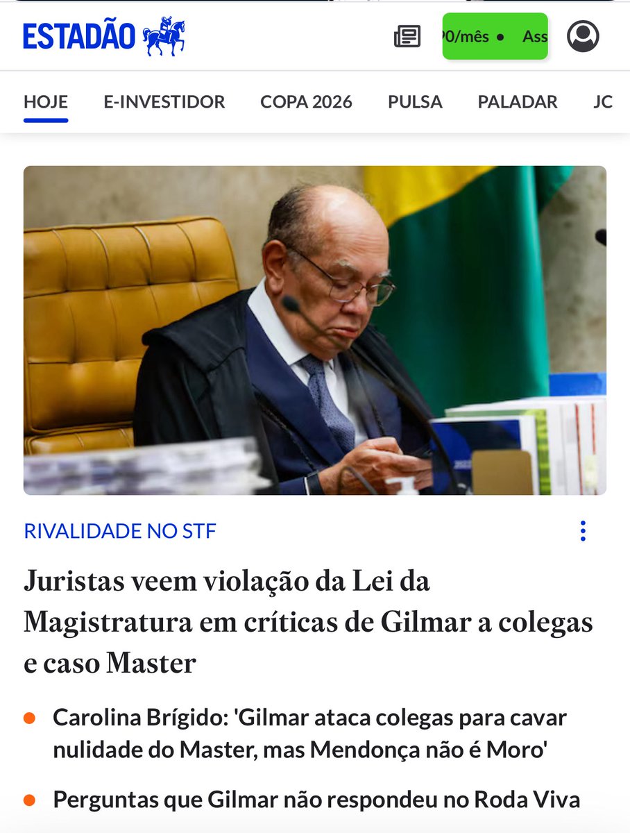 EduGiraoOficial's tweet photo. MIN.GILMAR,SERIA “ERRO CRASSO”OU CR1M3,UM JUÍZ ATUAR ASSIM?👇🏼
1)Não se declarar suspeito/impedido de julgar processos da @CBF_Futebol qdo se tem Instituto c/contrato de R$10 milhões da mesma entidade.
2)Anular operação símbolo internacional de enfrentamento à impunidade q prendeu políticos e empresários muito poderosos mas tbém muito corruptos(Lava Jato).
3)Participar politicamente de eventos de inauguração de estrada(MT),dar mais entrevistas q parlamentares e ainda comentar ações fora dos autos,atacando até colegas p/“cavar”nulidade de processo MASTER pra lá de incômodo… 
4)Usar avião de empresa ligada ao criminoso VORCARO,do MASTER…
5)P/algumas das alternativas acima,já pedimos seu impeachment desde o ano passado! A Verdade e Justiça prevalescerão. #acordasenado #acordabrasil🇧🇷 Paz & Bem