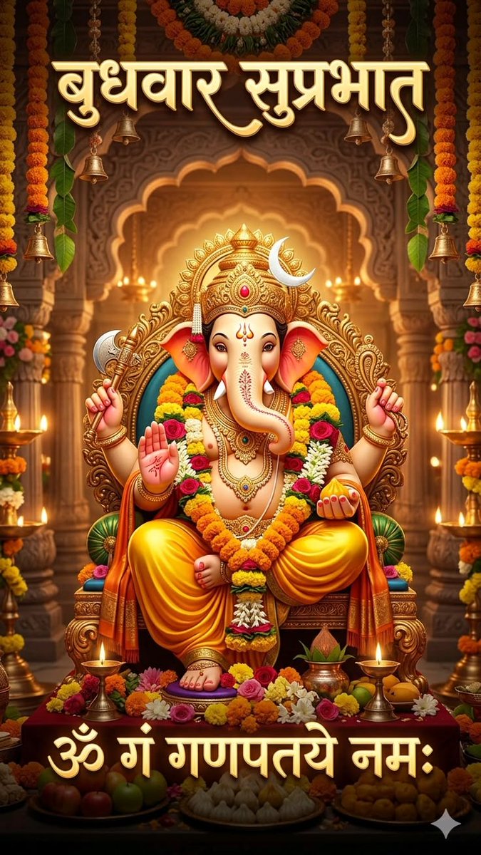daiya_dwarka's tweet photo. वक्रतुण्ड महाकाय, सूर्यकोटि समप्रभ। निर्विघ्नं कुरु मे देव, सर्वकार्येषु सर्वदा॥
गजाननं भूतगणादि सेवितं, कपित्थजम्बूफलचारुभक्षणम्। उमासुतं शोकविनाशकारकं, नमामि विघ्नेश्वर पादपङ्कजम्॥
हे विघ्नहर्ता श्री गणेश जी, आज के इस पावन प्रभात में हमें बुद्धि, विवेक, सुख, समृद्धि और सफलता का आशीर्वाद प्रदान करें। 🙏 ॐ श्री गणेशाय नमः। जय श्री गणेश। 🌺🐘✨