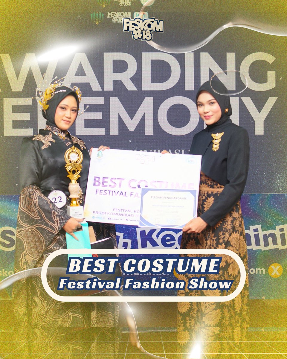 feskom18's tweet photo. FESKOMERSS !! 👋🏻
Inilah dia para juara Festival Komunikasi 18 💙🤩

⎯⎯⎯⎯⎯⎯⎯⎯⎯⎯ 

#feskom18 #festival #kpiuinsw #fashionshow https://t.co/caTA7CneqC