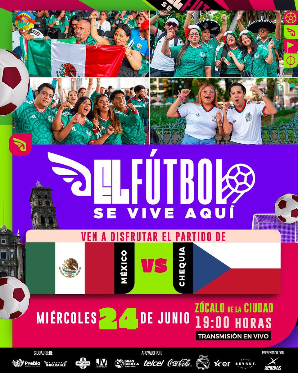 pepechedrauimx's tweet photo. #ElFútbolSeViveAquí

Ven a disfrutar el tercer partido de @miseleccionmx 🇲🇽  vs Chequia 🇨🇿 en el #Zócalo de la Ciudad. 🏙️

Ponte la verde, trae a tu familia y amigos, vivamos juntos la emoción de la gran fiesta futbolera. 🏆⚽🏟️ https://t.co/azCSCLpSu0