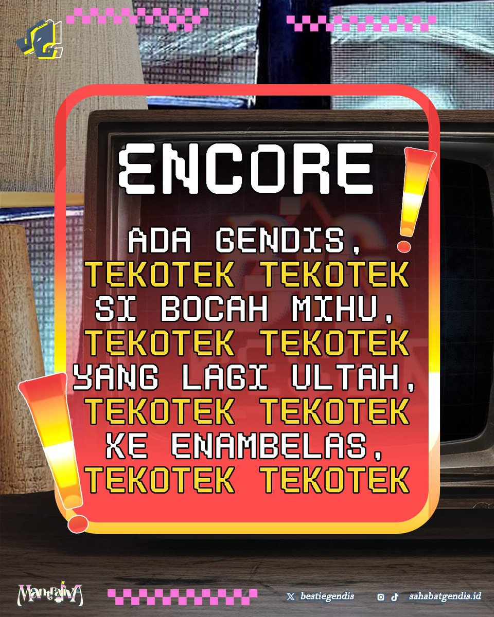 bestiegendis's tweet photo. ⛓️ 𝗦𝗜𝗚𝗡𝗔𝗟 𝗟𝗢𝗦𝗧 ⛓️

Ketika dunia mulai glitch dan semuanya terasa kacau, suara kalian tetap menjadi frekuensi yang paling jelas. ⚡

Pada pertunjukan theater *"Sambil Menggandeng Erat Tanganku"* besok, izinkan kami mengajak kalian untuk bersama-sama menggunakan encore sebagai bagian dari #B16_RESET.

Encore loading...

Mari ciptakan satu kenangan lagi yang tak terlupakan, dan jadikan malam itu sebagai bagian dari memori yang akan selalu tersimpan. 💌💾

#GendisInSync