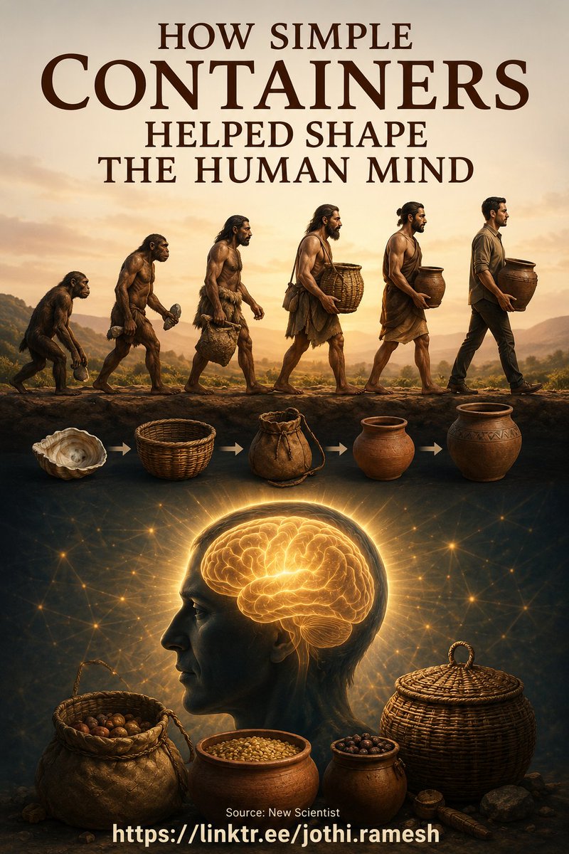 jothi_coach's tweet photo. Simple containers helped humans carry, store, and plan for the future.

They shaped smarter thinking and supported the growth of civilization.

With Light, Love and Laughter,
Jothi Ramesh aka Naran,

All links in One Place: https://t.co/rs3FQy899T

#NaranGuru #HumanEvolution https://t.co/kOEr1nCJh8