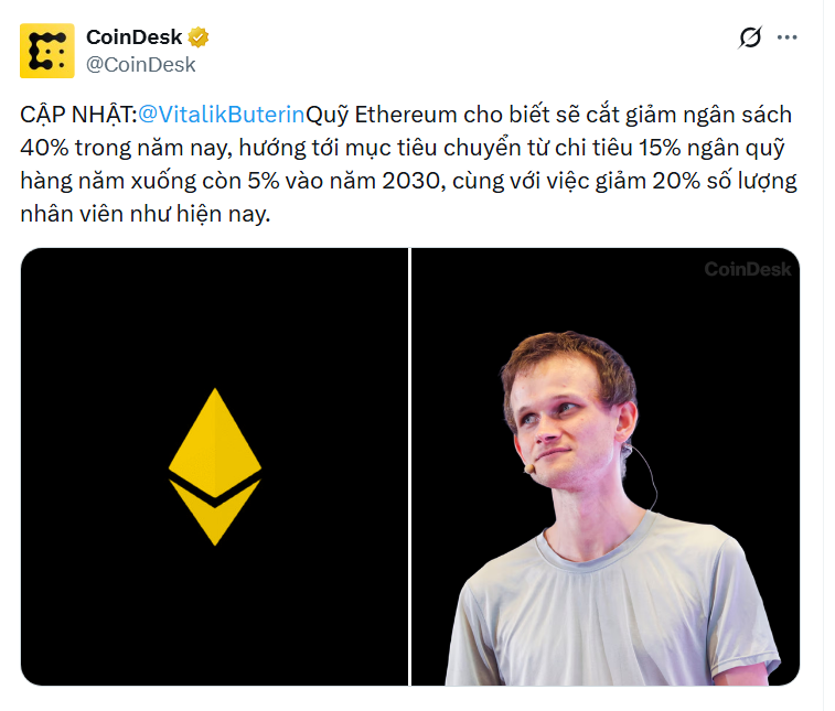 vobinh0001's tweet photo. Nóng!!!
- Quỹ Ethereum cho biết sẽ cắt giảm ngân sách 40% trong năm nay.
- Hướng tới mục tiêu chuyển từ chi tiêu 15% ngân quỹ hàng năm xuống còn 5% vào năm 2030, cùng với việc giảm 20% số lượng nhân viên như hiện nay. https://t.co/1RxywxGsYG
