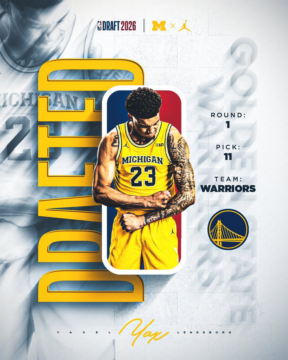 chas_post23's tweet photo. #Michigan forward Yaxel Lendeborg was selected by the #Warriors with the 11th overall pick in the 2026 #NBA Draft!
https://t.co/19wnIFiQdg https://t.co/0o5Ryt5pBg