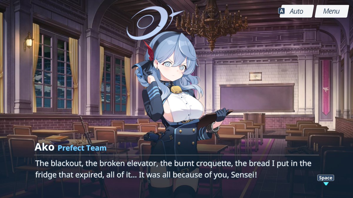 USS_NJ_BB62's tweet photo. Amau Ako is executive officer of the Prefect Team, and Hina's right hand woman.

Ako has a mountain of responsibilities to handle, to the point of constantly doing all-nighters handling the administrative overload that comes with keeping Gehenna from imploding, and a "dignified" image to maintain at all times, so that when people see her, they should think: "Exactly what you'd expect from the Prefect Team's secretary, Amau Ako."

She's the textbook example of a perfect high achiever who's quietly unraveling under the weight of her own impossibly high standards. For her, the Prefect Team secretary role isn't just a job, it's an important part of her identity. 

Just think about it. Hina carries even more responsibilities than Ako, yet has she ever shown any vulnerability in front of others or the rest of the team? No, she hasn't, right? Unlike Iori and Chinatsu, who tend to be much more open and transparent about these things. 

Within the Prefect Team, Hina and Ako are the only exceptions.

From her own perspective (and that of her colleagues) their leader never shows any sign of faltering. So why wouldn't she, as Hina's right-hand, do the same? It's only natural that she would follow suit and lead by example as well.

She has to be flawless, dignified, and in complete control at all times, because she refuses to show cracks to her colleagues or let it affect the Prefect Team's reputation.

It's a running joke in the game that the students blame everything on Sensei whenever something goes wrong. After all, he's the only adult among a bunch of students, and as their Sensei, he's supposed to set an example and guide them. 

Ako does the same thing, not to dodge responsibility, but because she's overwhelmed with work and needs someone to vent to.

When things inevitably go wrong (as they always do in Kivotos, especially in a chaotic school like Gehenna), blaming Sensei becomes her pressure-release valve.

"I do everything perfectly all the time... this must be Sensei's fault!" That kind of mindset. 

I mean, there's literally an episode of her relationship story called "Whatever, It's Sensei's Fault!"

It doesn't make sense, and it's irrational. But that's exactly the point, she needs an external target to throw all that pent-up stress so she doesn't have to admit she’s overwhelmed, because in her mind she is "The exemplary secretary Amau Ako."

It's oddly endearing because it reveals just how exhausted she really is. Only with Sensei can she drop the "Prefect Team secretary" persona and just complain. No judgment, no political consequences, no need to keep up appearances.

Sensei is the only person with whom she can allow herself to openly complain about how stressful her life and work are. She doesn't have to worry about maintaining her image around him, nor does she fear being judged for her true personality.

The collar around her neck, the cowbell, and the broken chain on her left wrist are not so subtle symbols that reveal us a few key things about her:

- Being leashed to duty and expectations.
- A subconscious craving to surrender control.  
- The constant tension between "I must hold everything together" and "I wish someone would just take the reins for once."

Sensei acts as her reliable presence to avoid her from breaking apart. The complaints are her way of reaching out for that support while still protecting her pride. It's a classic tsundere armor around very real vulnerability and overwork. 

Sensei fills that exact void without her having to fully shatter, because underneath... she's only a girl who can't allow herself of cracking in front of the people who rely on her, and everyone's expectations (especially Hina's).

It's a very tender kind of dependence Ako has with Sensei, wrapped in the most stubborn tsundere complaints imaginable.

She gets to be petty, whiny, and human only with Sensei. Everyone else sees the dignified, terrifyingly competent Prefect Team executive officer, Amau Ako.

#BlueArchive #ブルアカ