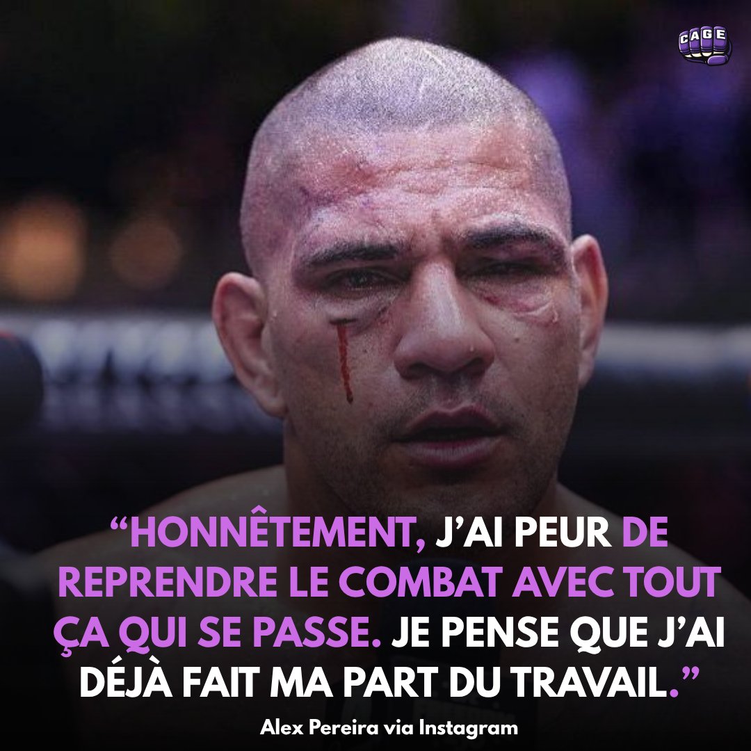 Cage_focus's tweet photo. Alex Pereira 🇧🇷 assume après peur de reprendre suite à son combat contre Ciryl Gane 😳 https://t.co/TTxl6ygYZr