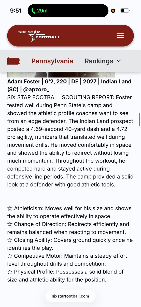 Adamfoster41_'s tweet photo. I appreciate @sixstarfootball for the write up🙏🏾🙏🏾Continuing to get better💪🏾
@CoachOMoore @CUhitman56 @CoachT_Stone @hastings_coach @Indian_Land_FB https://t.co/raZS1zscRq