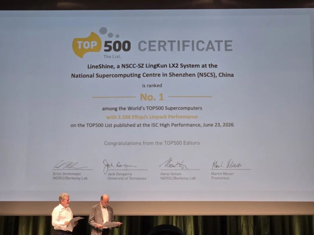 SciTechDaily01's tweet photo. China’s #supercomputer has officially returned to the top after an 8-year gap. Announced at ISC 2026, China’s new #LineShine supercomputer has taken the No.1 spot on the global TOP500 list. Powered by over 2.45 million CPU cores, LineShine achieved a staggering 2.198 ExaFLOPS. https://t.co/VOTdaMzp14