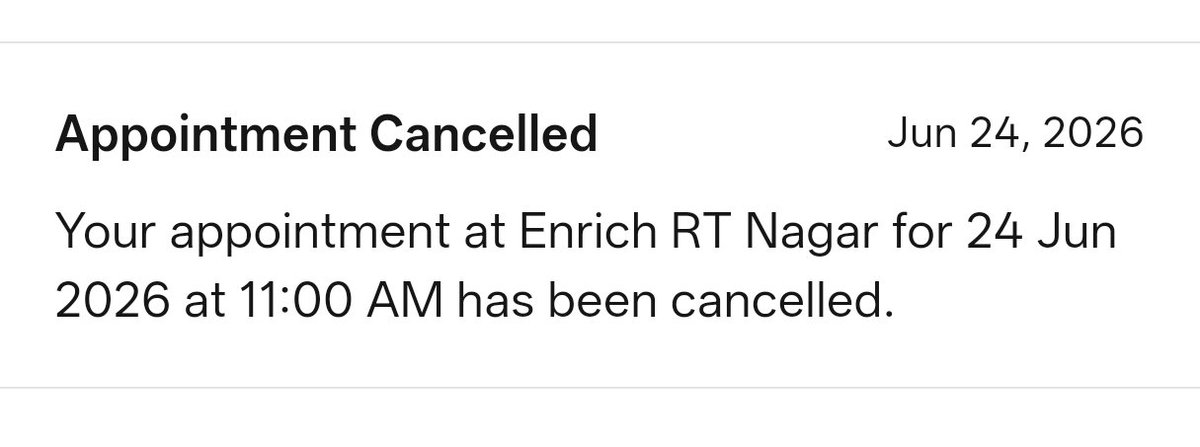Felt_Feelings's tweet photo. #EnrichBeauty My Appointment was confirmed for 11:00 AM at RT Nagar. 

I reached the salon on time, only to be informed that the staff member was unavailable. 

I was sent back, without timely options.

Complete disregard for customers' time. @enrichbeautyin
#EnrichBeauty https://t.co/P1qTjSKr7X