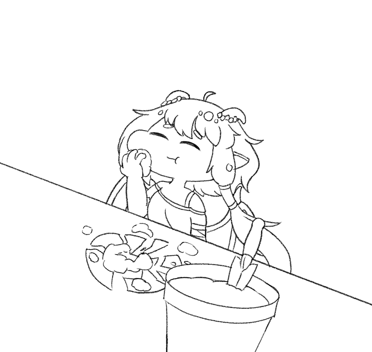 cathoderaydote's tweet photo. finished the linework for my drawing of kidian, it almost feels complete as is. https://t.co/ya5vT3UiH3