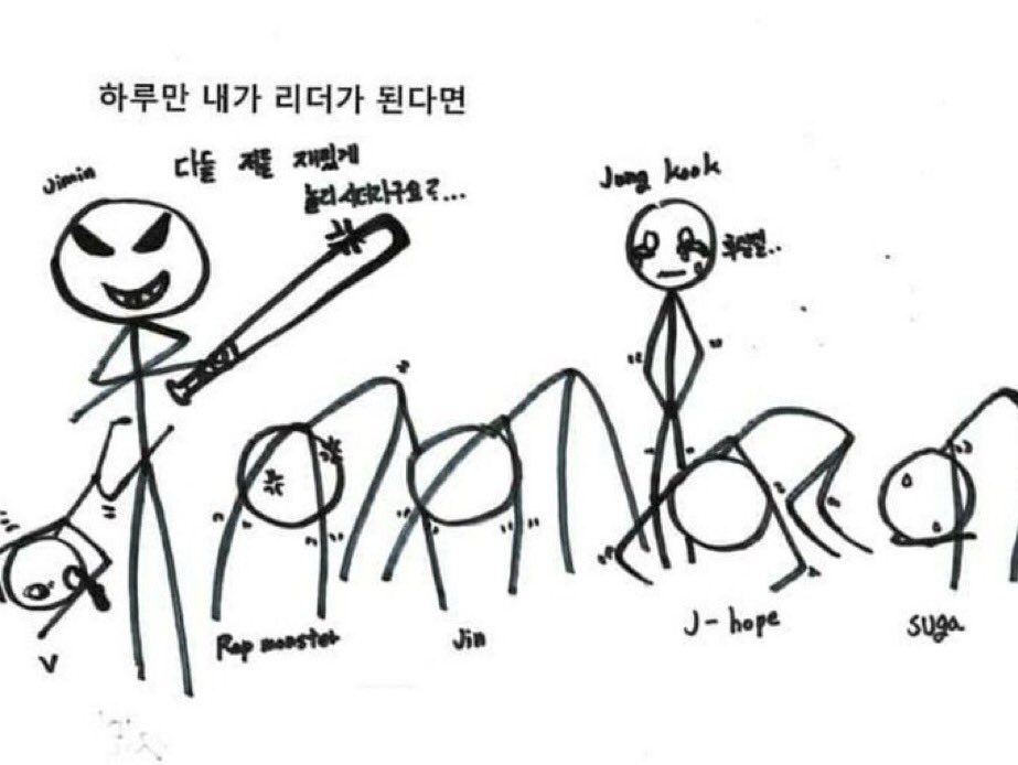 bangshiyuk_'s tweet photo. when Jimin draws what it would look like if he became the leader of BTS.😭😭 https://t.co/z57V2zjfdW
