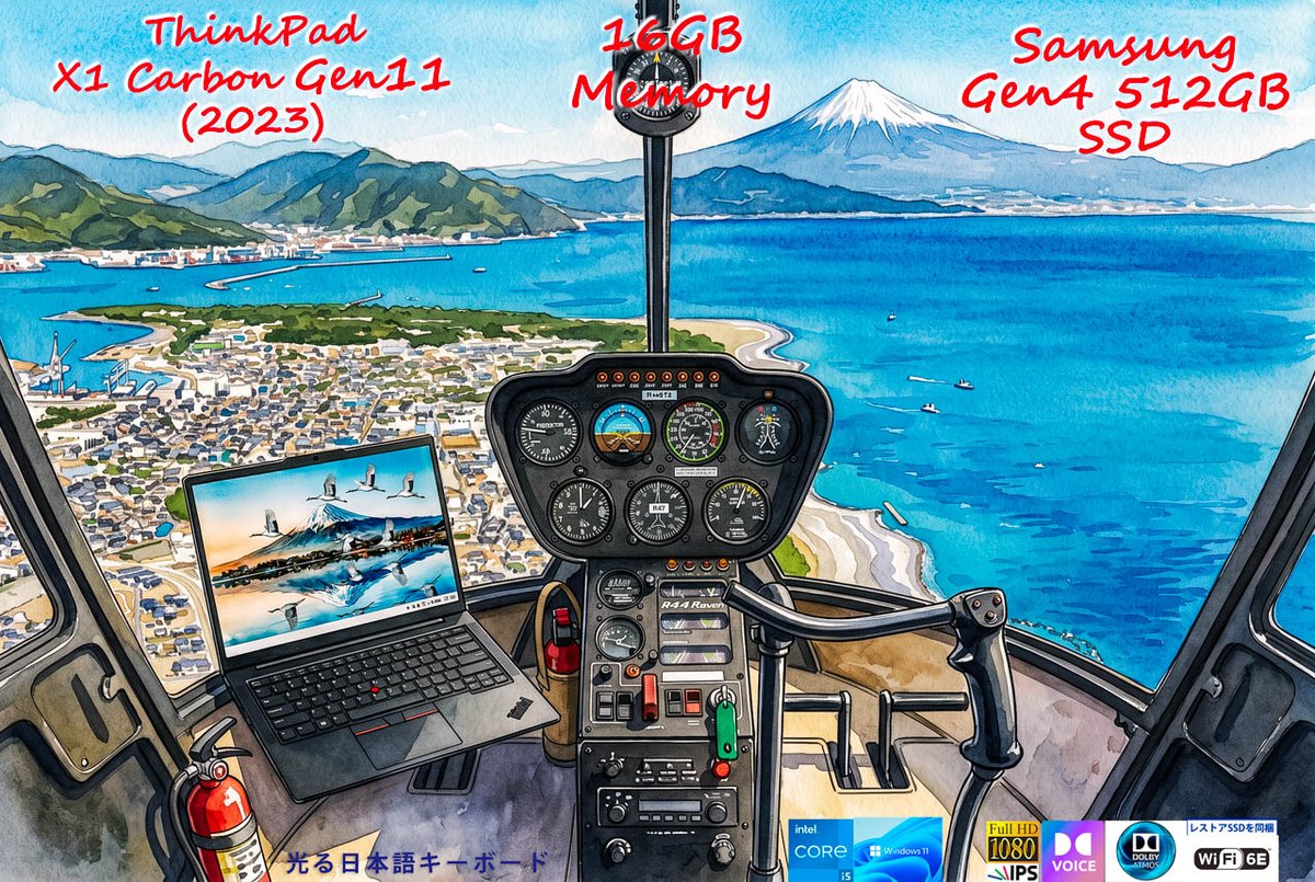 ashiyapclab's tweet photo. https://t.co/TrAWijGRyn
　ThinkPad X1 Carbon Gen11 2023
　　i5-1335U 16GB
　　サムスン Gen4 6900MB/s 512GB
　　sRGB70% 明るい画面 
　　Wi-Fi 6E
　　新型 指紋センサ
　　FHD 1080p Webカメラ
　　純正 45w ACアダプタ
　　USB無線マウス
　https://t.co/S6WMGmveZm https://t.co/3abfOf09Us