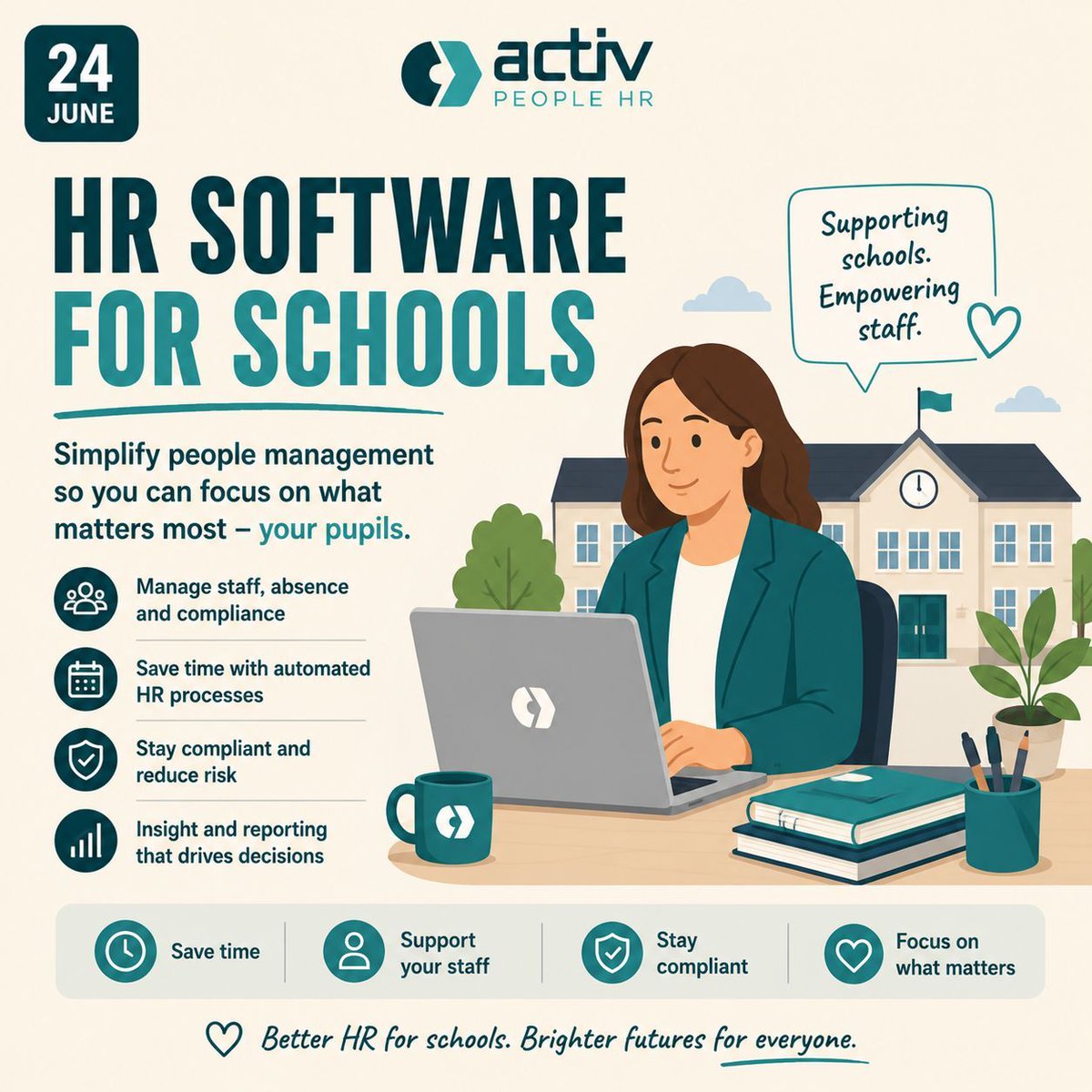 activpeoplehr's tweet photo. 📚 Planning for September 2026?

Reduce admin, manage absence, improve compliance and support your staff with HR software built for schools.

✅ Save time
✅ Stay compliant
✅ Support staff
✅ Focus on pupils

#Schools #Education #MAT #SchoolBusinessManager #HRSoftware https://t.co/AITt4oppSs