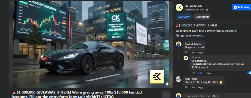 WizadoKe's tweet photo. @ckcapitaluk_ I was notified of winning on your facebook page. https://t.co/6kdFo3oH1F
