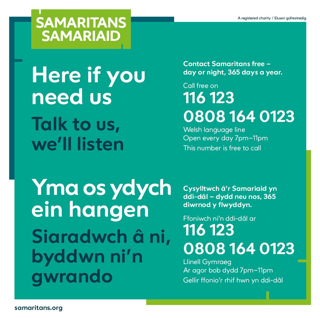 SamaritansCymru's tweet photo. Os ydych chi’n cael trafferth ymdopi â’r tywydd poeth ac yn teimlo’n anobeithiol oherwydd gorbryder neu oherwydd eich bod yn ceisio gwneud i’ch arian ymestyn, cofiwch nad ydych byth ar eich pen eich hun.

Gallwn eich helpu i ddod o hyd i ffordd ymlaen 💚 https://t.co/60OcpBiNnb