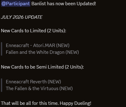 ViridianVale's tweet photo. New #ViridianLinks Banlist Dropped! (Effective July 4th, 2026) https://t.co/bA0kBfaS5Q