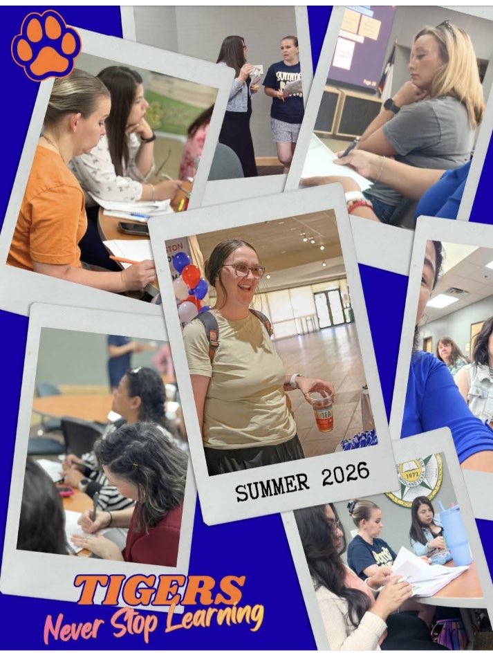 HendersonMISD's tweet photo. Great schools do not happen by accident. They are built by educators who are willing to keep learning, growing, and supporting one another. We are proud of the teachers and staff who have spent part of their summer investing in professional learning to better serve our students and families! 
🧡💙🐯 #TigersLevelUp @mclane_fallon