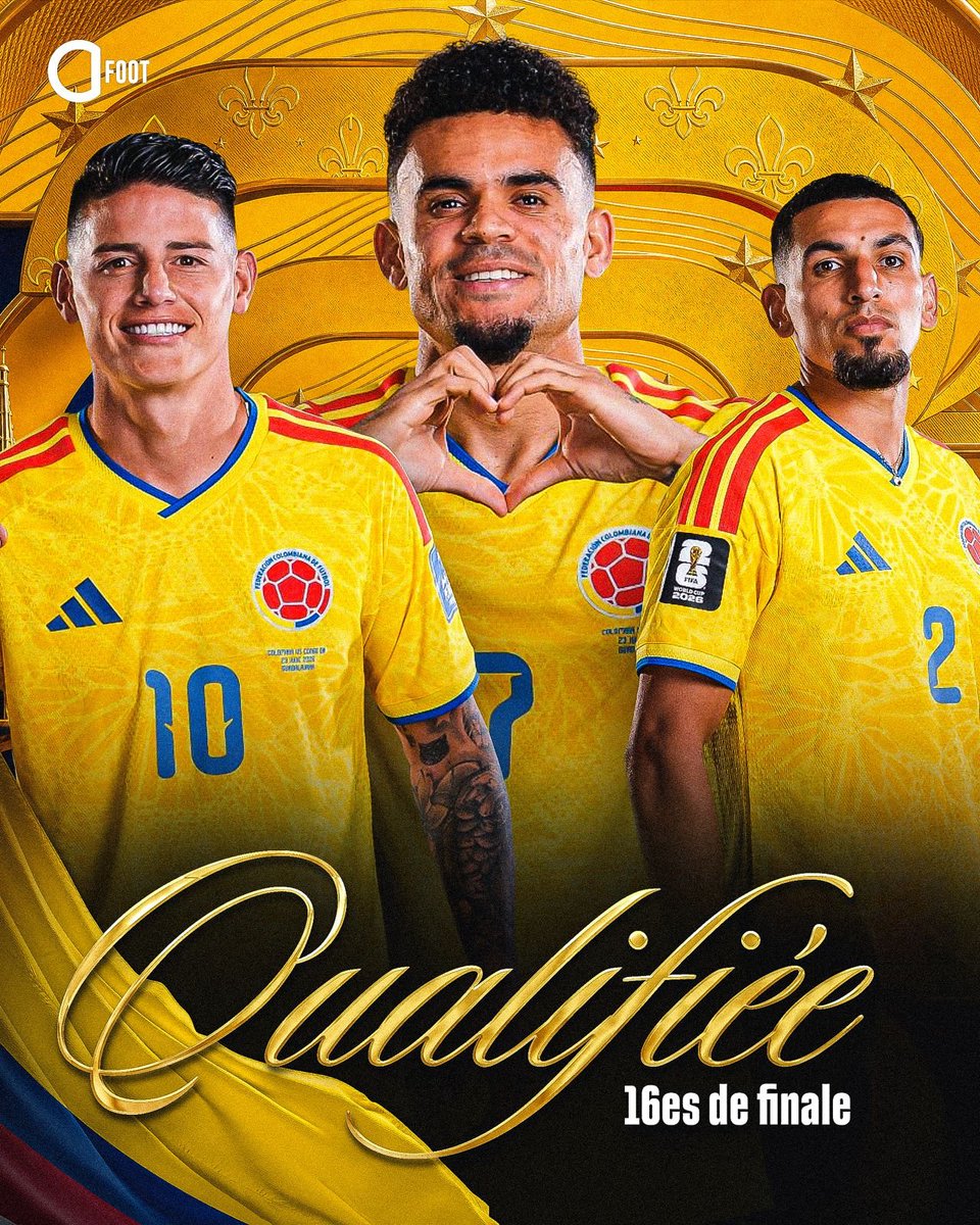 ActuFoot_'s tweet photo. 🚨🚨 OFFICIEL ! LA COLOMBIE 🇨🇴 EST QUALIFIÉE POUR LES SEIZIÈMES DE FINALE DE LA COUPE DU MONDE !!! ✅ https://t.co/j01ZtihDsC