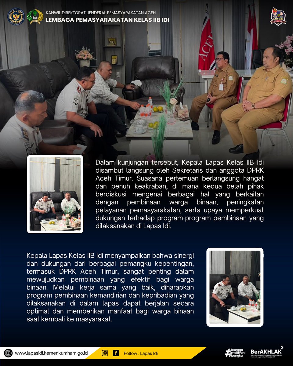 lapas_idi's tweet photo. Bangun Kolaborasi Strategis, Kalapas Sambangi Kantor DPRK Aceh Timur

#KemenimipasRI
#Ditjenpas
#Kanwilaceh
#Lapasidi https://t.co/xE6aNhVCM7