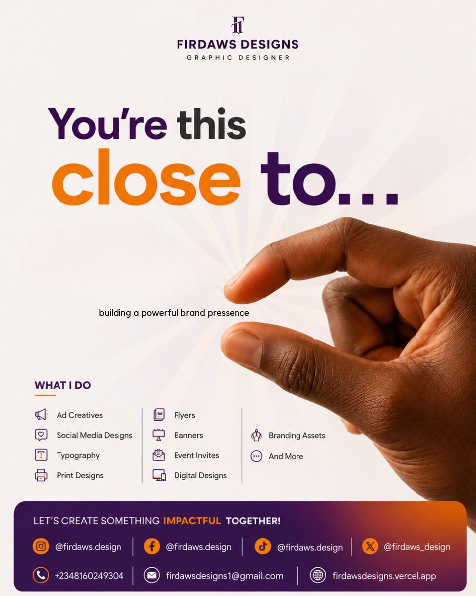 firdaws_design's tweet photo. @ObaDeleke @Oluwafemi855 New job/gig. 
I'm a Graphic Designer and a create stunning visuals. 

I'm just a DM away. https://t.co/2GJAapCrtD