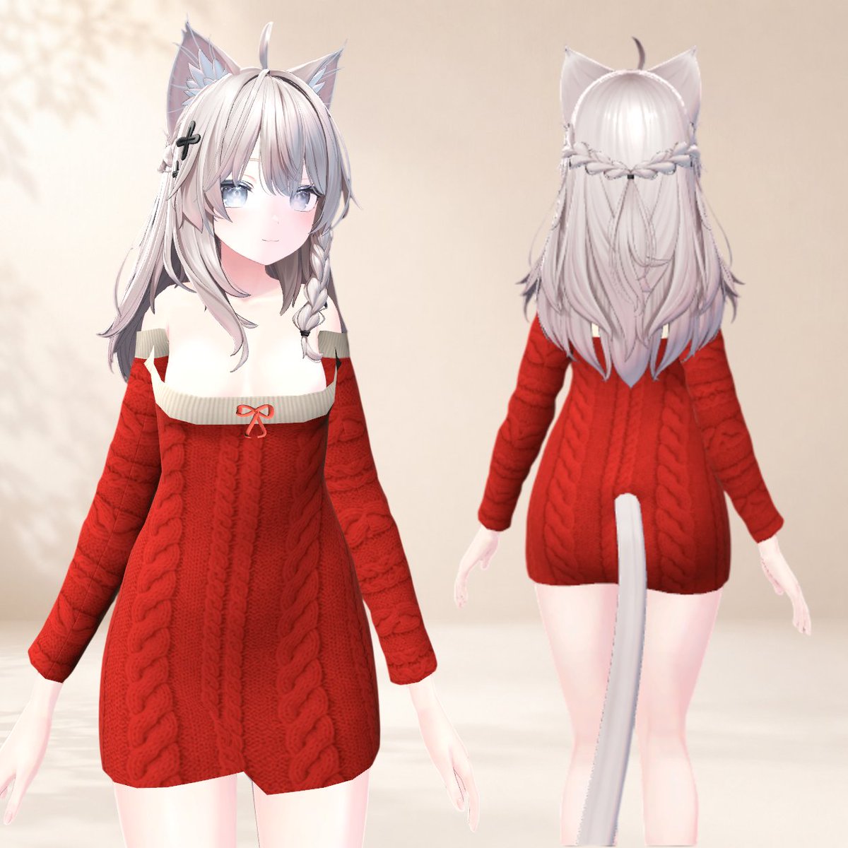 namul_vgames's tweet photo. 🧶 Cable Knit Off-Shoulder Dress 🎀

A soft cable-knit style mini dress for Shinano is now available.
Includes multiple color variation prefabs and a small ribbon detail.

Compatible Avatar:
Shinano

BOOTH link below.
https://t.co/EuaSyPnLTt

#VRChat #BOOTH #VRChat衣装 https://t.co/TXsZhD5wYt