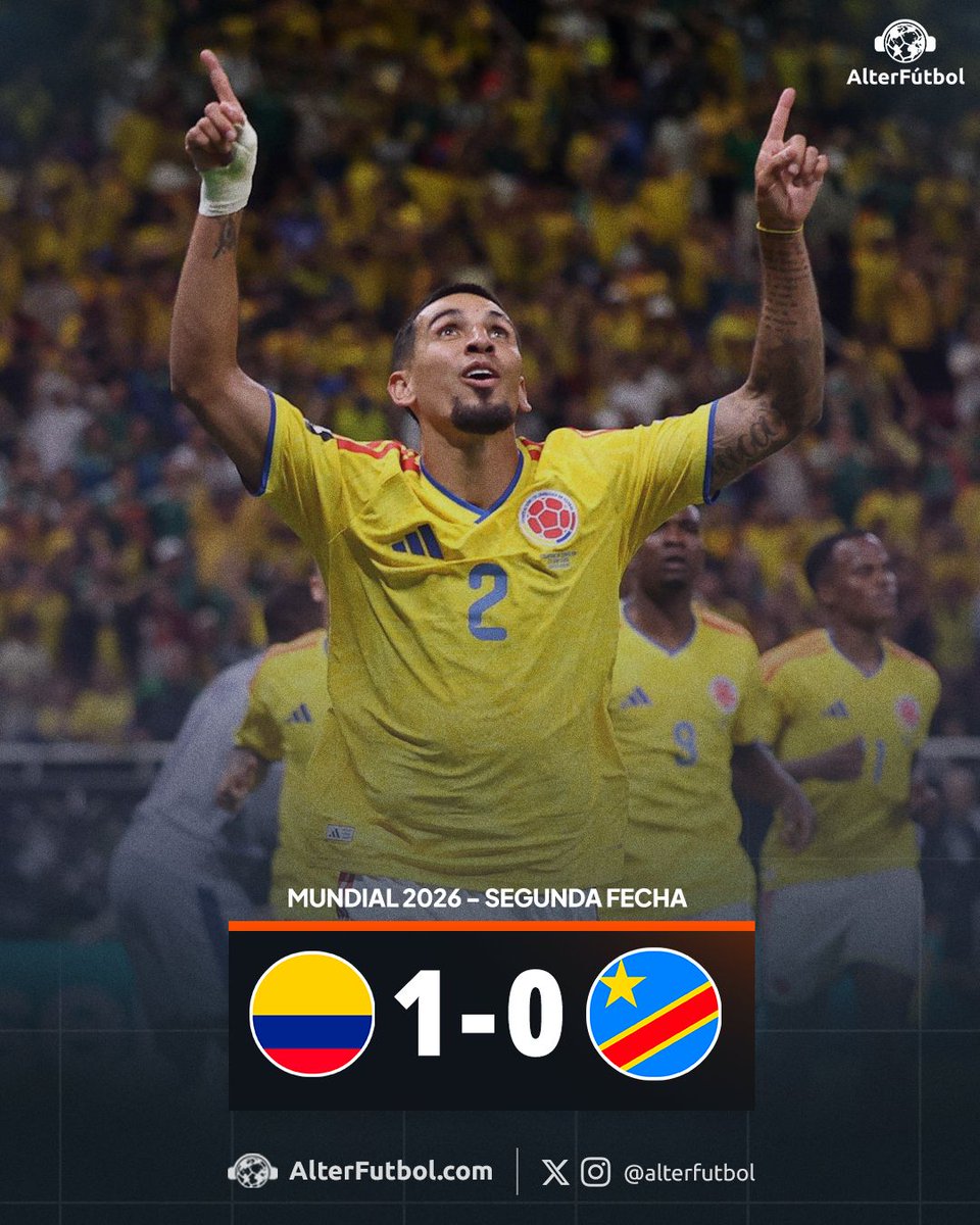 AlterFutbol's tweet photo. ¡COLOMBIA LE GANA A RD CONGO Y SE METE EN 16VOS!

Partido durísimo que lo termina destrabando Daniel Muñoz desde la banda derecha. Colombia ahora define con Portugal el primer lugar. RD Congo jugará con Uzbekistán por el tercer puesto. https://t.co/yNxENPSvkp