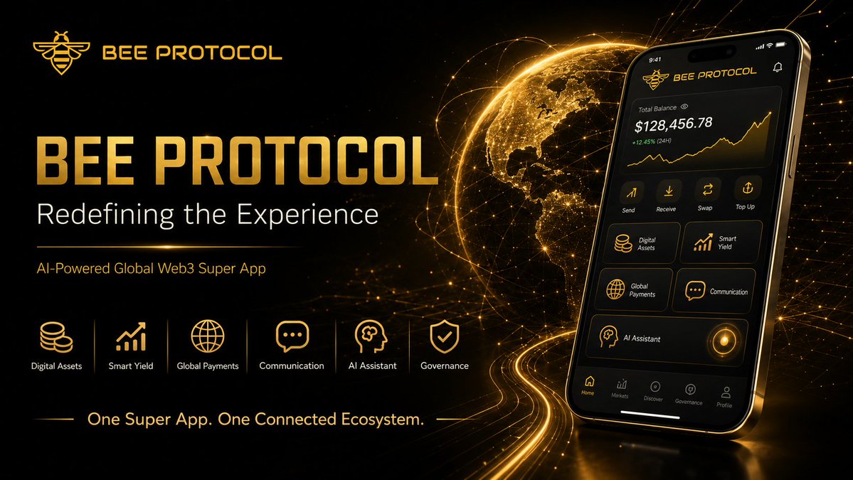Bee_Protocol's tweet photo. BEE PROTOCOL is redefining the Web3 experience.

One ecosystem designed to connect digital assets, smart yield, global payments, communication, AI assistance, and decentralized governance into a single super app.

Simple access.
Smarter utility.
A connected Web3 future. https://t.co/akunSfzNzu