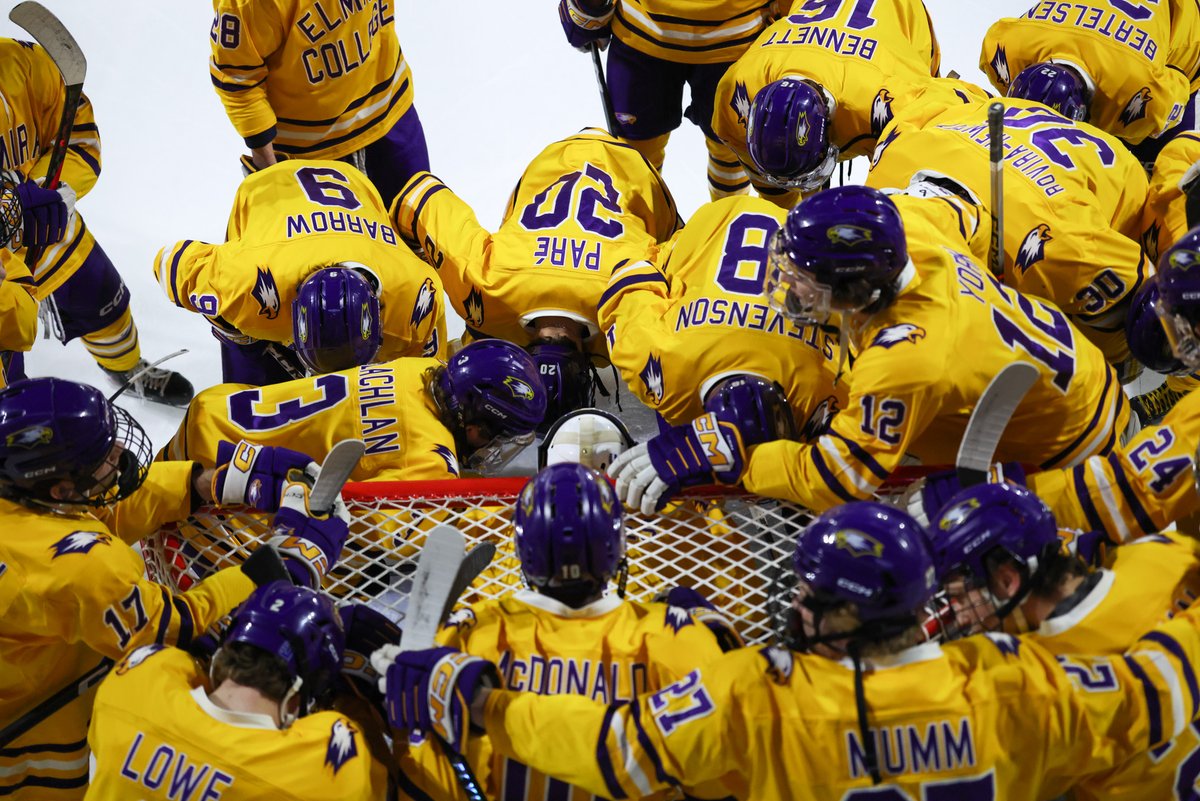 ECSoaringEagles's tweet photo. 2025-26 Men’s Ice Hockey recap!! 🏒🦅

✨ Recorded 4-3 road upset over #12 SUNY Geneseo!
✨ Season high 10 goals against King’s College!
✨ Collected a shootout victory over Nazareth on the road!
✨ 25 Players named to UCHC All-Academic Team! https://t.co/nCDbxOmsiC