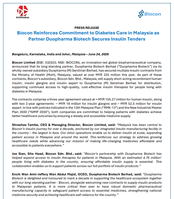 IndianStockEco's tweet photo. 🚨Biocon:
👉#Biocon Reinforces Commitment to Diabetes Care in Malaysia as Partner Duopharma Biotech Secures Insulin Tenders
#nifty #stockstowatch #stocksInFocus #stockmarketnews https://t.co/Y8YRoFluDy