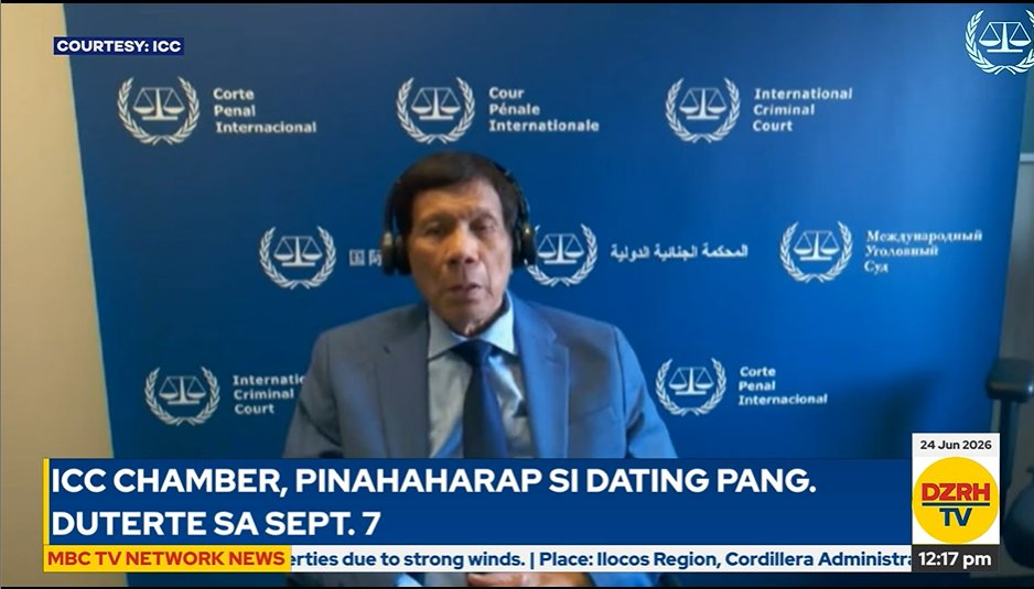 dzrhnews's tweet photo. ICC chamber, pinahaharap si dating Pang. Duterte sa Sept. 7 | @DKyleBullas, DZRH News

#MBCTVNetworkNews

LIVE: https://t.co/7LBfwcwj0H https://t.co/ZEh3xe5U7r