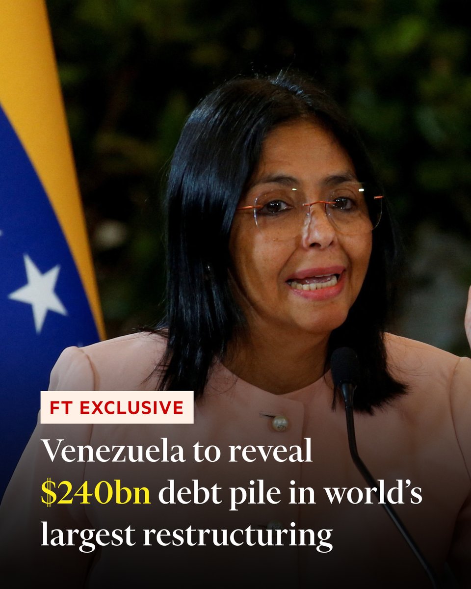 FT's tweet photo. Caracas is on track to reveal borrowings that are significantly larger than expected, with interim leader Delcy Rodríguez aiming to reach a deal with creditors by the end of this year. https://t.co/qLgXjAduxk https://t.co/Qjt6KZjKsO