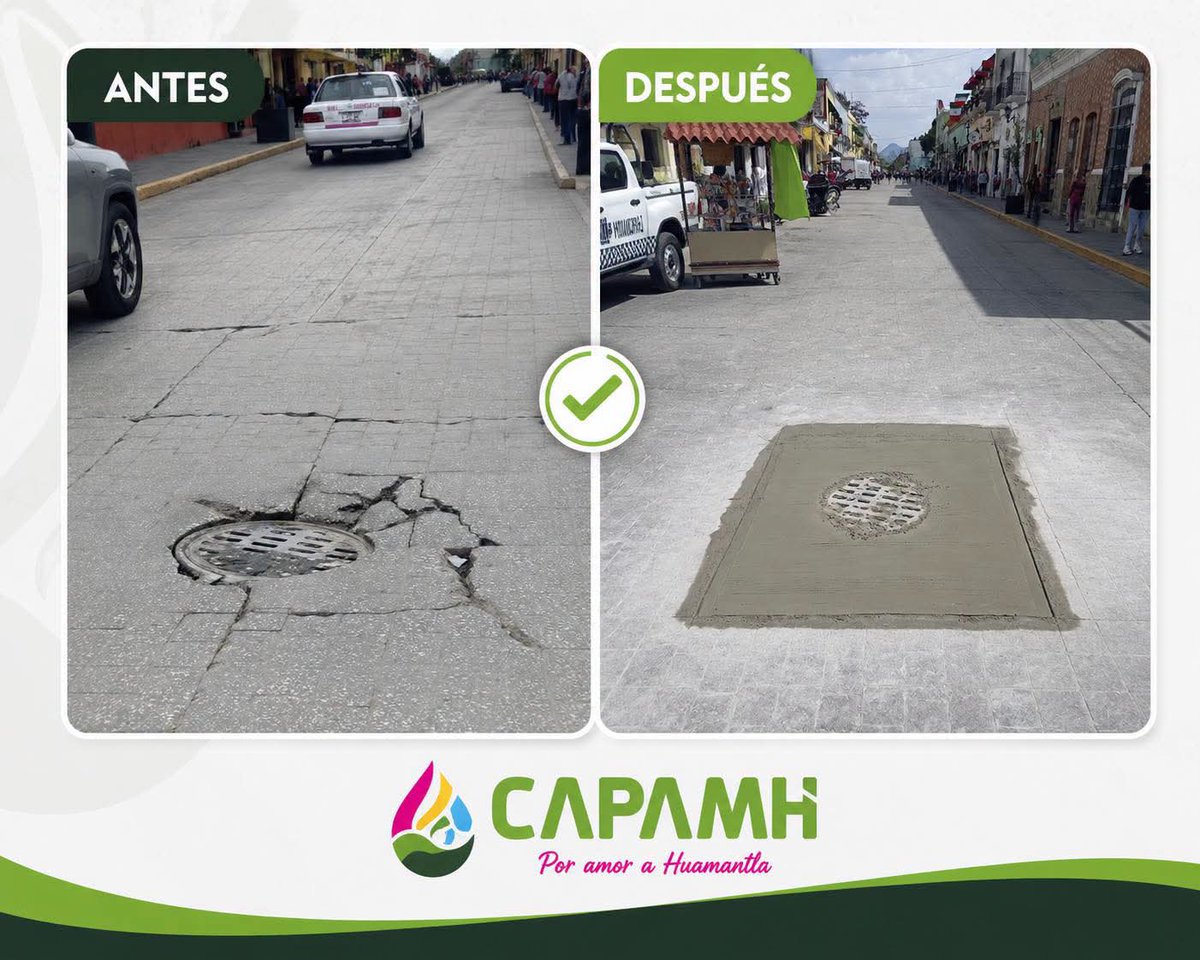 Connexiones's tweet photo. 📍 Atención ciudadana

Personal de CAPAMH realizó la reparación de la coladera ubicada entre las calles Juárez y Morelos, atendiendo esta necesidad para mejorar las condiciones de la infraestructura urbana y el adecuado funcionamiento del sistema pluvial.

💚 CAPAMH https://t.co/8ME4tw4Ggo