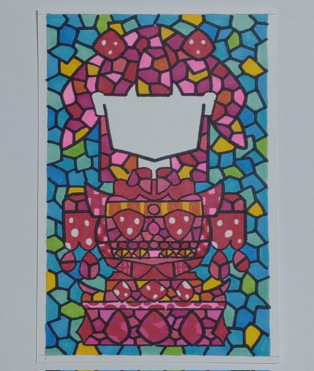 hanairo_hasuto's tweet photo. #アナログ #イラストㅤㅤㅤ 
「ステンドグラス風の女の子」
甘美な苺🍓
メロンフレーバー🍈
月明かりと蝶々🦋
ダイヤ柄ドレス♦ https://t.co/Bpyyda1SMq