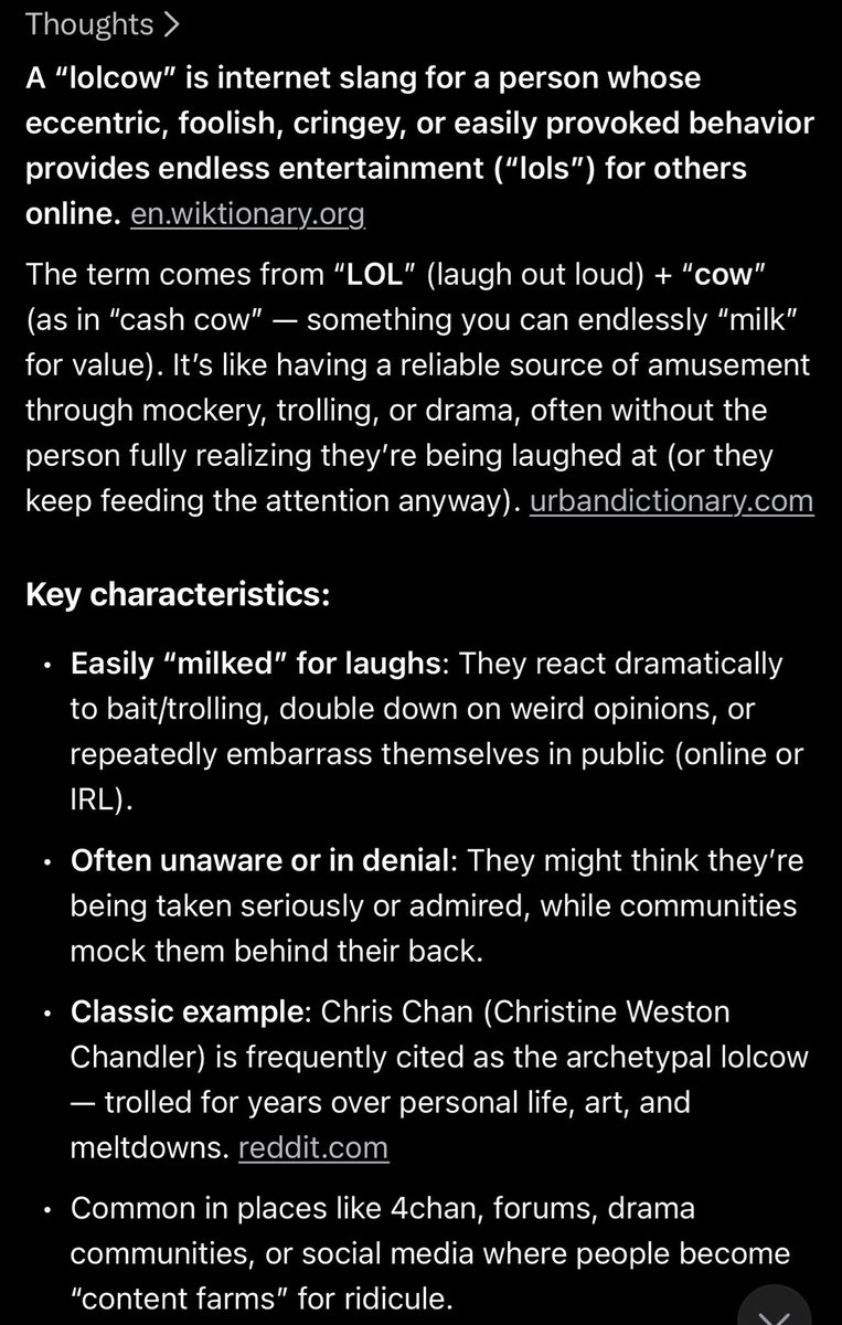 LarryLewis36755's tweet photo. @no_earthquake Hey grok what is a “lolcow” https://t.co/NsPzJifLQx