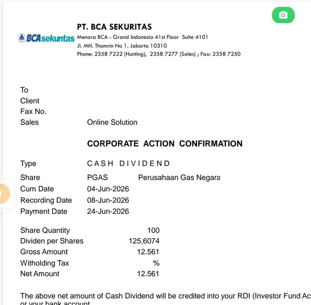 rizdardragon's tweet photo. Sejauh ini paling cepat pembayaran dividen $PGAS ke investor yg sy tau cm @BankBCA Sekuritas. Yg lainnya biasanya setelah dzuhur. https://t.co/RVZFV0KzPK