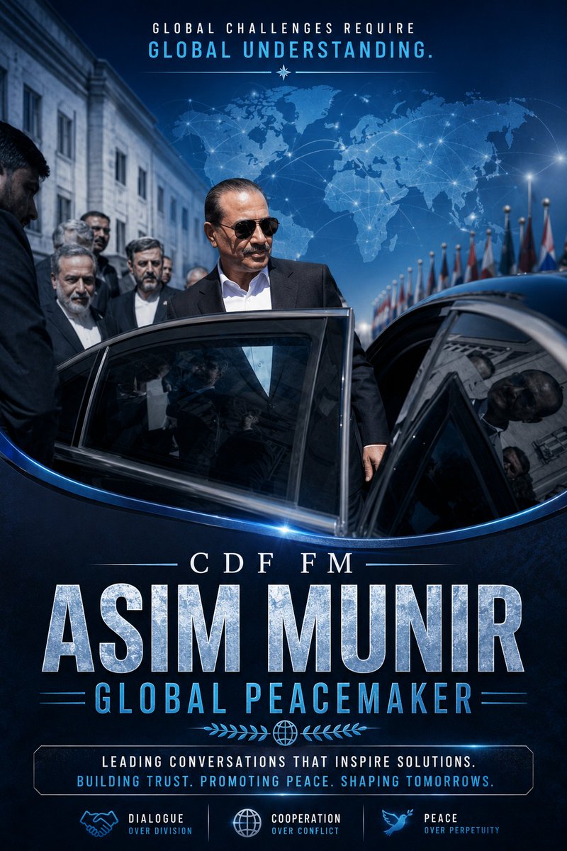 Aimilicious_'s tweet photo. Regional stability requires responsible leadership. CDF Asim Munir’s consistent focus on dialogue demonstrates Pakistan’s dedication to peaceful solutions and cooperation.
#CDFGlobalPeacemaker
#CDFForGlobalStability https://t.co/jKBPxWhYJq