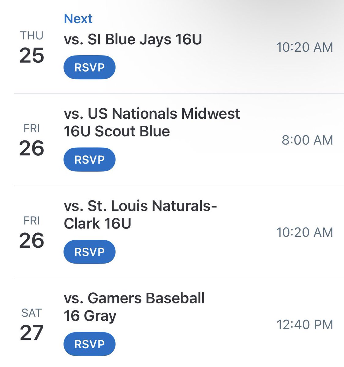 quinn94253's tweet photo. Schedule for this weekend for the @Play9Sports Gateway Classic. https://t.co/FRqifxqG9M