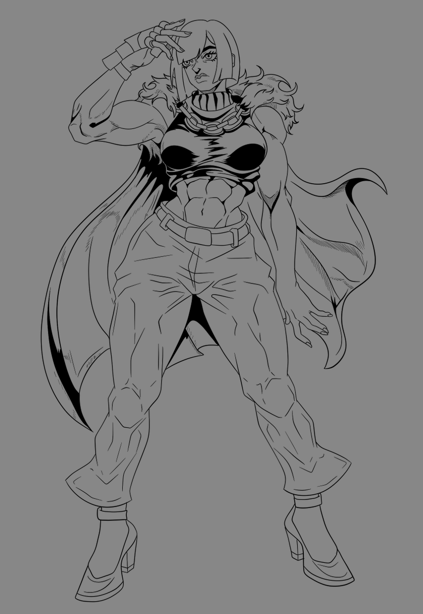 BigSisterLex's tweet photo. [ WIP I've never drawn in the Jojo style before but my partner and I were talking about what lex's stand would be and it got me thinking... also she just really fits the Jojo style ] https://t.co/WgnkZ2xRW2